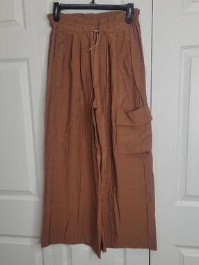 Anthropologie Women's Cropped Cargo Wide-Leg Pants in Brown Size XS